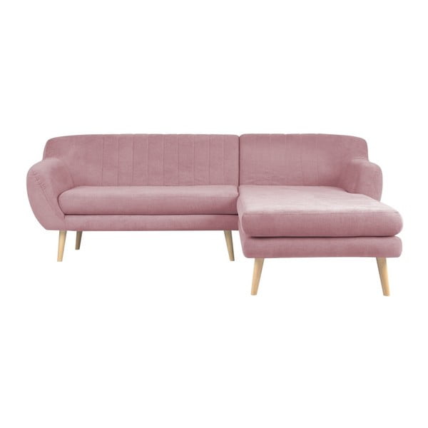 Sardaigne világos rózsaszín kanapé jobboldali fekvőfotellel - Mazzini Sofas