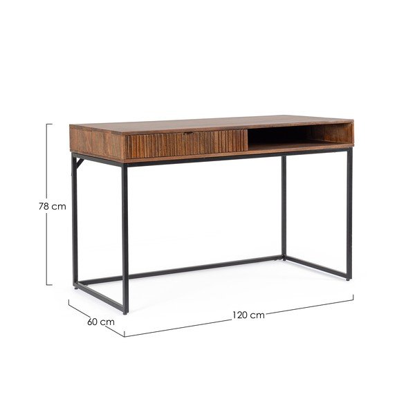 Íróasztal mangófa asztallappal 60x120 cm Tadita – Bizzotto-image-4