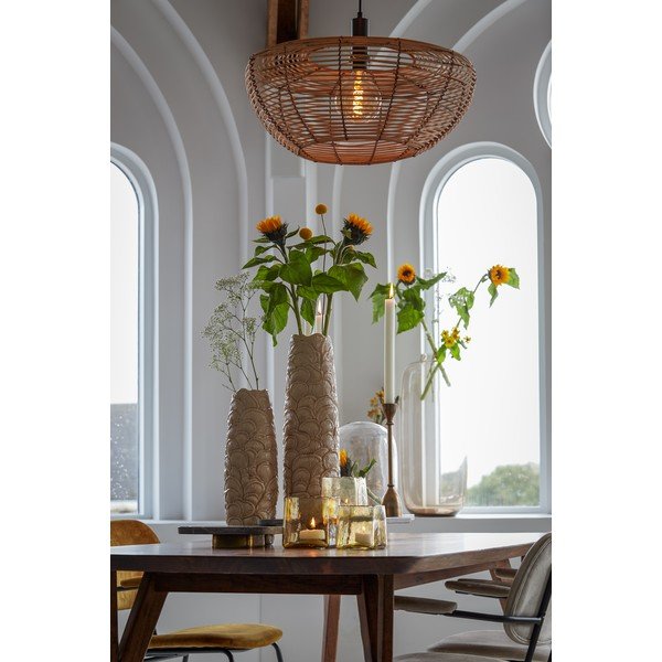 Natúr színű mennyezeti lámpa rattan búrával ø 50 cm Milan – Light & Living-image-2
