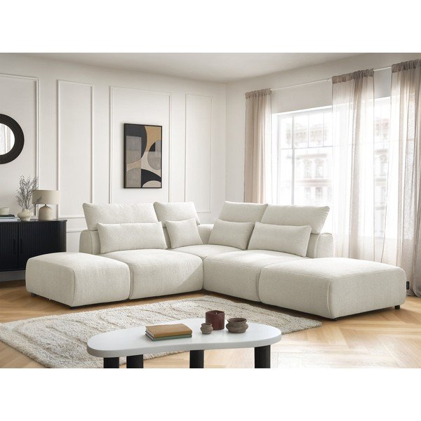 Fehér állítható moduláris sarokkanapé Jana – Bobochic Paris-image-1