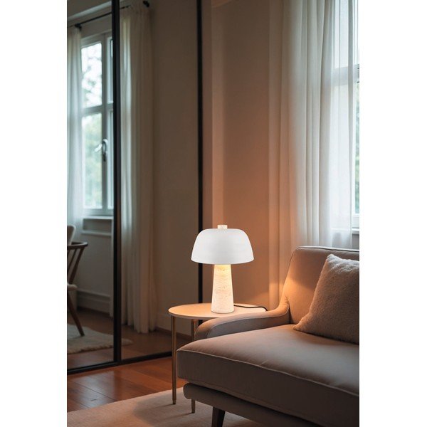 Fehér-bézs asztali lámpa fém búrával (magasság 41 cm) Timba – Trio Select-image-1