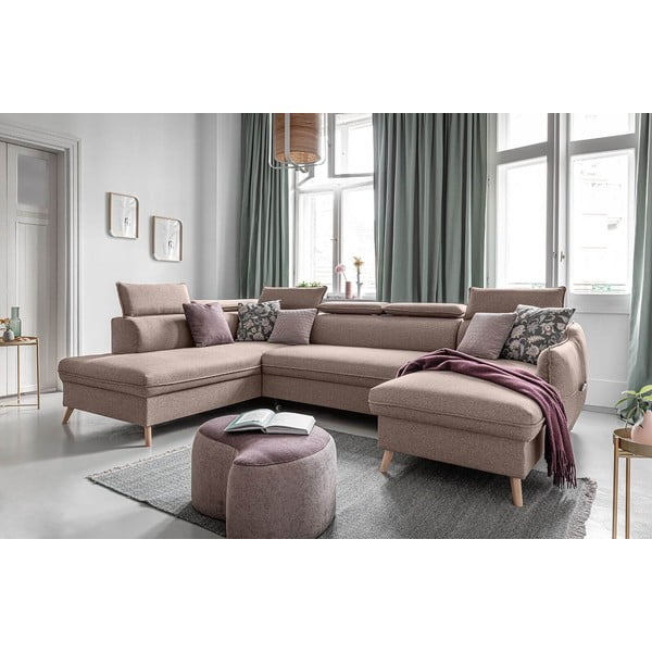 Bézs kinyitható sarokkanapé (bal oldali) Sweet Harmony – Miuform-image-4