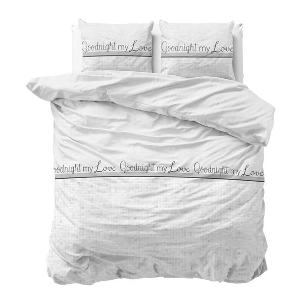 Goodnight my Love fehér pamut ágyneműhuzat garnitúra, 200 x 220 cm - Sleeptime