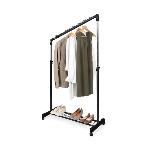 Fekete fém teleszkópos-gurulós ruhatartó állvány Under Stairs – Compactor-image-2