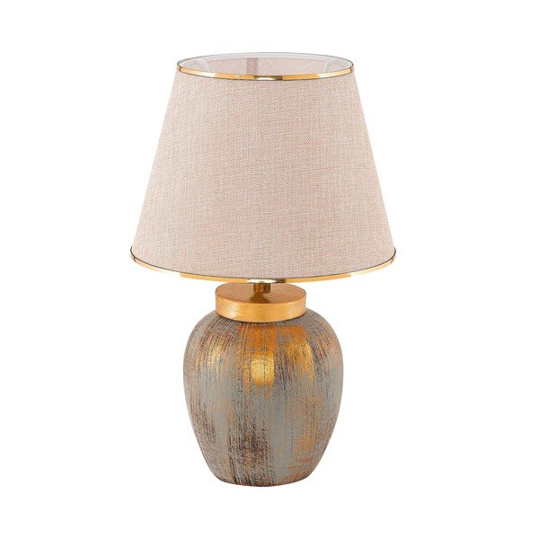 Krémszínű-aranyszínű asztali lámpa textil búrával (magasság 47 cm) Yakamoz – Opviq lights