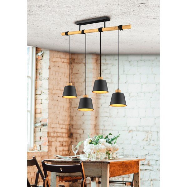 Fekete-natúr színű függőlámpa fém búrával ø 18 cm Harris – Trio-image-4