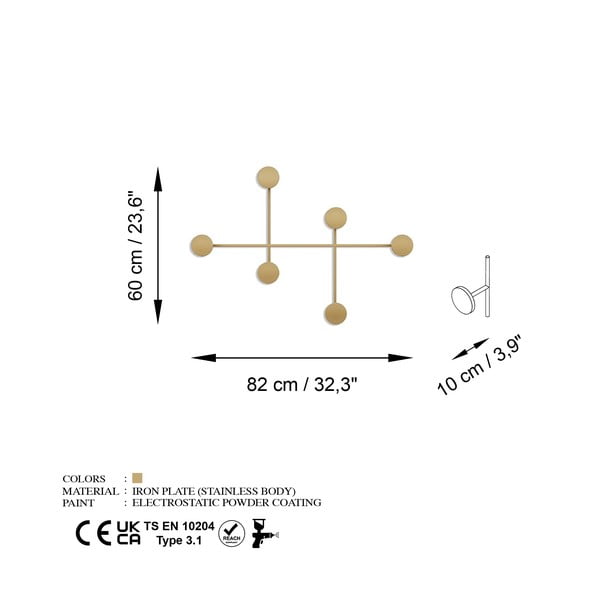 Aranyszínű fém fali fogas Dama-A – Kalune Design-image-4