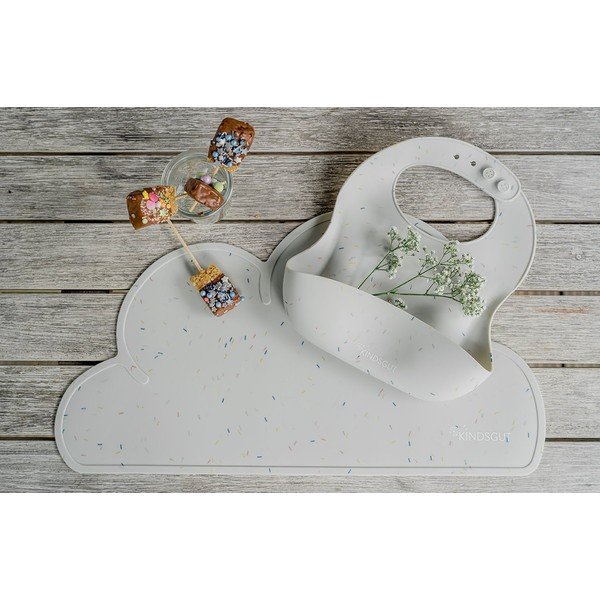 Bib Confetti fehér szilikon zsebes előke - Kindsgut-image-1