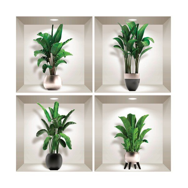 Exotic Palm Leaves 4 db-os 3D falmatrica szett - Ambiance-image-1