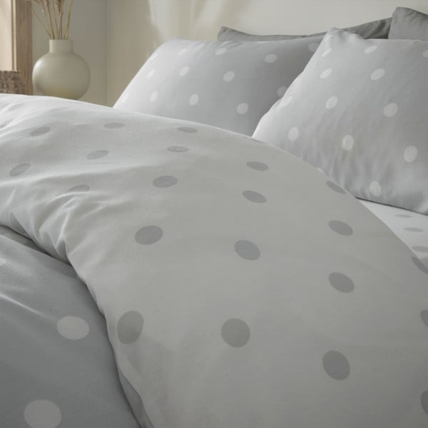 Fehér-világosszürke egyszemélyes ágyneműhuzat 135x200 cm – Catherine Lansfield-image-2