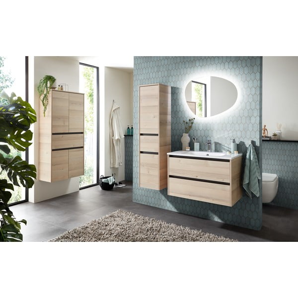 Natúr színű fürdőszoba szekrény borovi fenyő dekorral 146x35 cm Quickset 393 – Pelipal-image-3