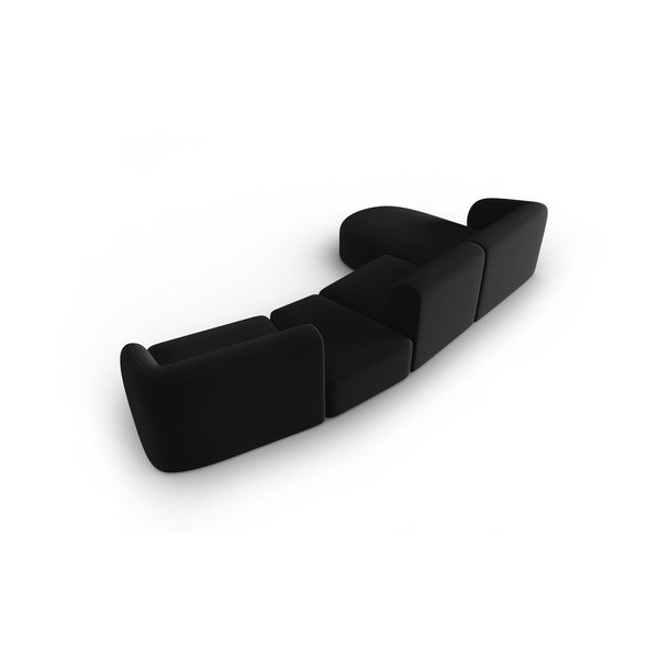 Fekete bársony sarokkanapé (bal oldali-heverő résszel) Paolo – Milo Casa-image-3