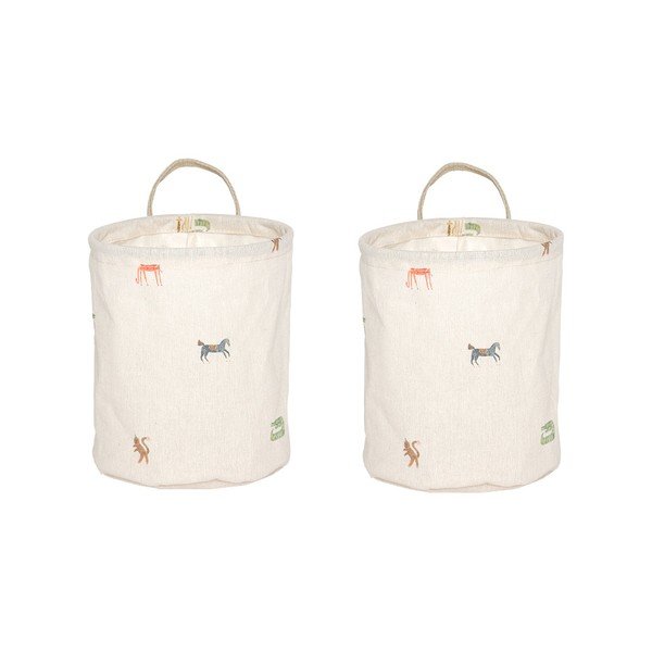 Krémszínű textil játéktároló kosár szett 2 db-os ø 18x22 cm Moira – OYOY Mini