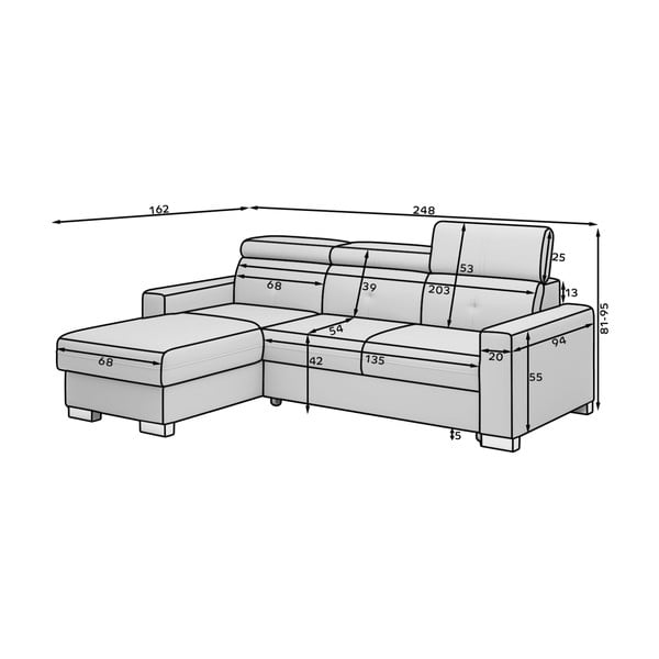 Szürke kinyitható-tárolóhelyes sarokkanapé (bal oldali-heverő résszel) Fresia – ELTAP-image-2