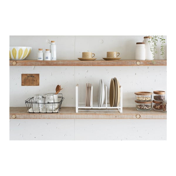 Tosca fehér tányértartó bükkfa részletekkel - YAMAZAKI-image-2