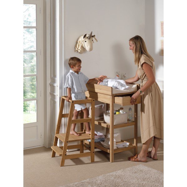 Natúr színű tölgyfa pelenkázó asztal pelenkázó feltéttel Forrest – Vipack-image-3