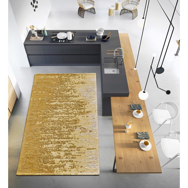 Okkersárga mosható futószőnyeg 55x115 cm Tamigi Oro – Floorita-image-1