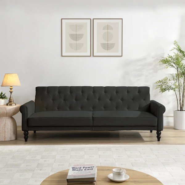 Antracitszürke állítható-kinyitható kanapé 222 cm Tyne – Støraa-image-1