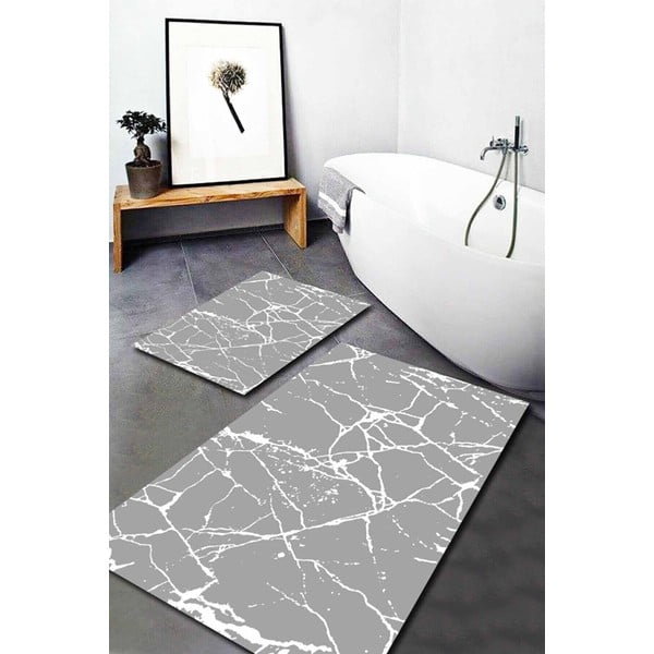 Szürke fürdőszobai kilépő szett 2 db-os 60x100 cm Cracks – Mila Home-image-1