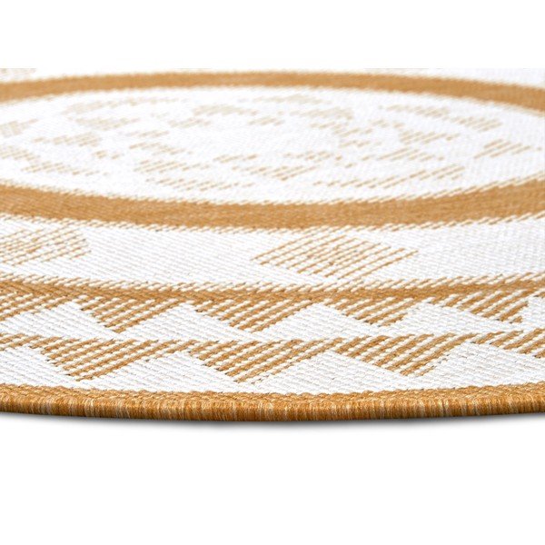 Okkersárga-fehér kerek kültéri szőnyeg ø 140 cm Jamaica – NORTHRUGS-image-3