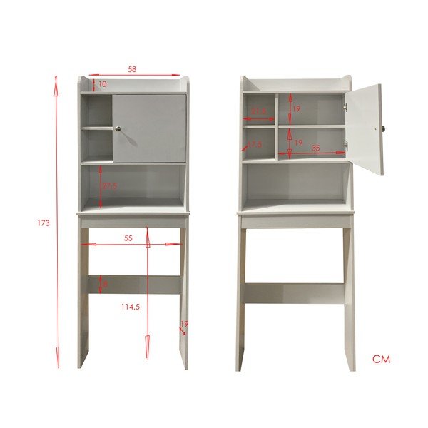 Fehér magas szekrény mosógép/WC fölé 58x173 cm Laundry – Tomasucci-image-4