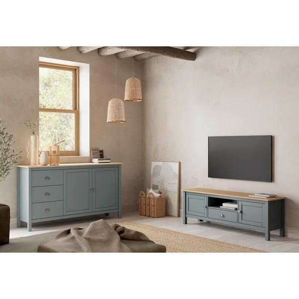 Szürkészöld borovi fenyő TV-állvány 158x53x40 cm Misti – Marckeric-image-1