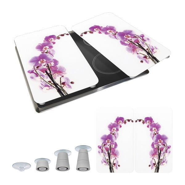 Edzett üveg tűzhely fedőlap szett 2 db-os 30x52 cm Orchid – Wenko-image-3