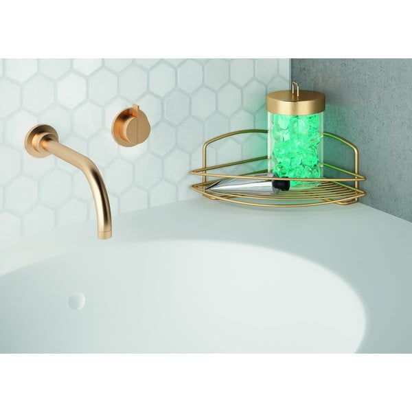 Aranyszínű acél fürdőszobai sarokpolc Onda – Metaltex-image-1