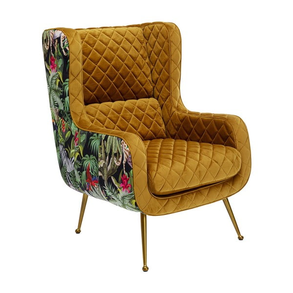 Mustársárga bársony fotel Nonna – Kare Design