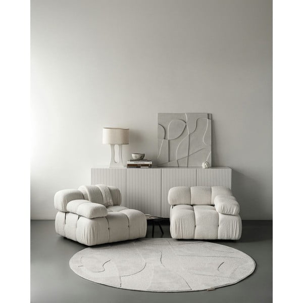 Világosszürke gyapjú kerek szőnyeg ø 120 cm Morphic Botanica – Agnella-image-1