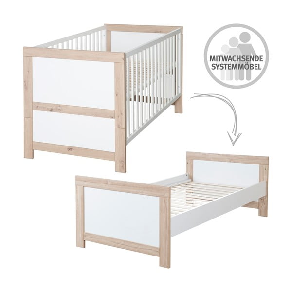 Fehér-natúr színű babaágy 70x140 cm Malo – Roba-image-3