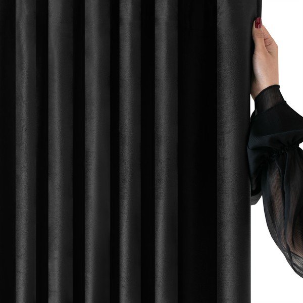 Fekete bársony dimout (részleges sötétítő) függöny 200x250 cm Velto – Filumi-image-3