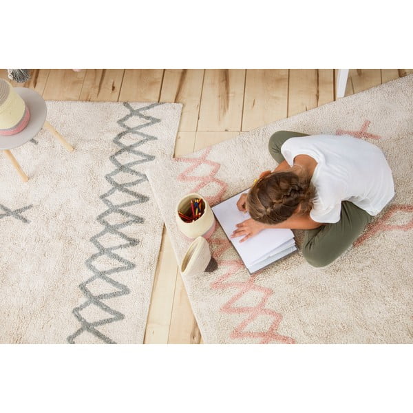 Kék-krémszínű mosható kézi szövésű pamut szőnyeg 120x160 cm Atlas Natural – Lorena Canals-image-3