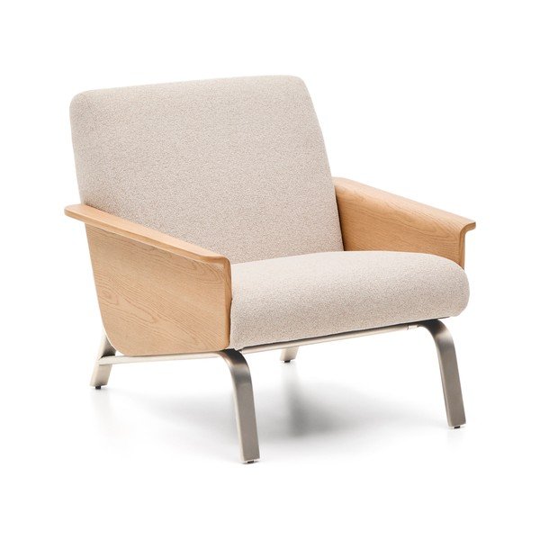 Bézs zsenília fotel Amsen – Kave Home