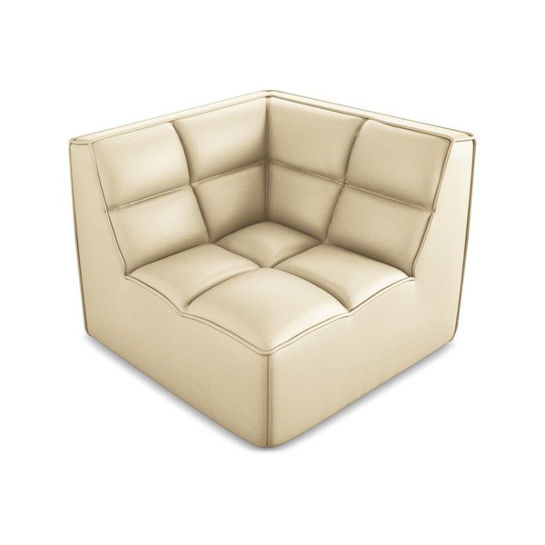 Krémszínű bőrutánzat kanapé modul Kalai – Makamii-image-1