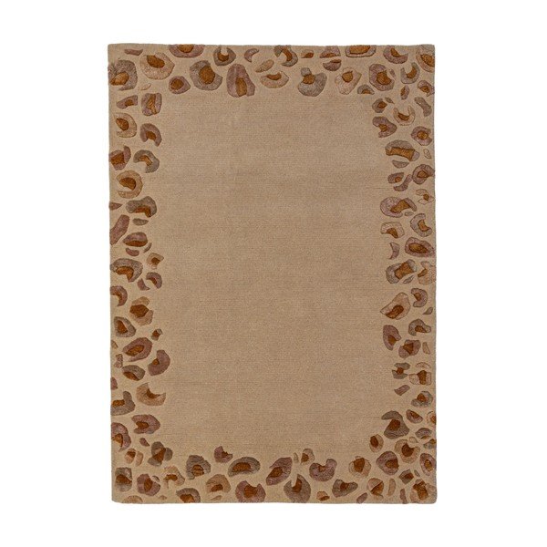 Natúr színű kézi szövésű gyapjúkeverék szőnyeg 140x200 cm Leopard Frame – Flair Rugs