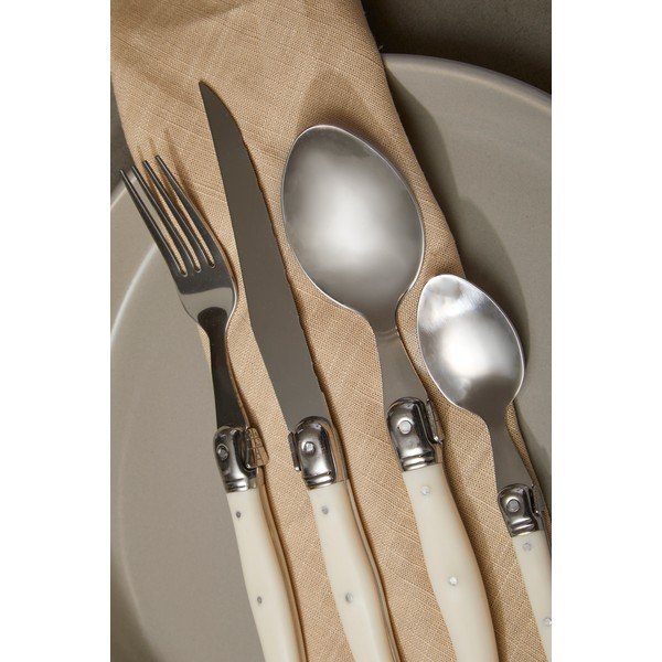 Krémszínű-natúr színű rozsdamentes acél evőeszköz készlet 16 db-os Swiss – Premier Housewares-image-1