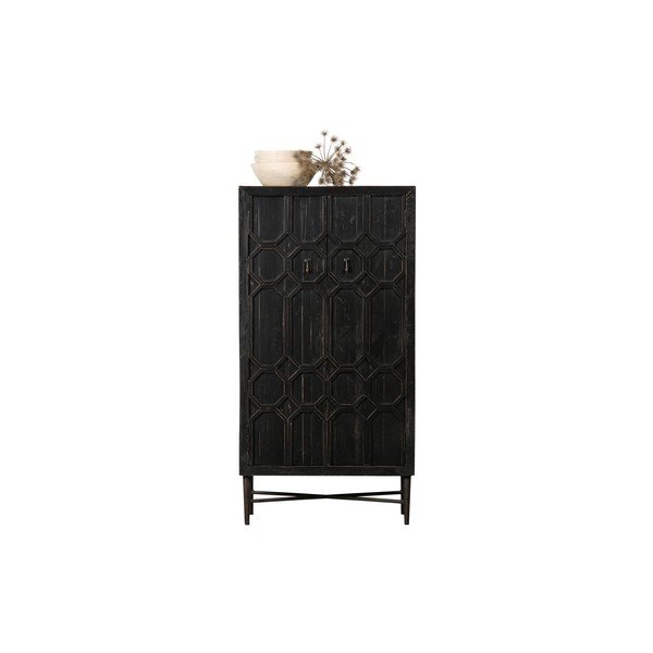 Fekete újrahasznosított fa szekrény 75x143x40 cm Bequest – WOOOD-image-3