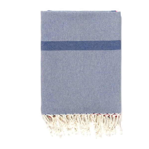 Cotton Collection Line Blue Grey Pink kék-szürke pamut keverék fürdőlepedő, 100 x 180 cm - Kate Louise