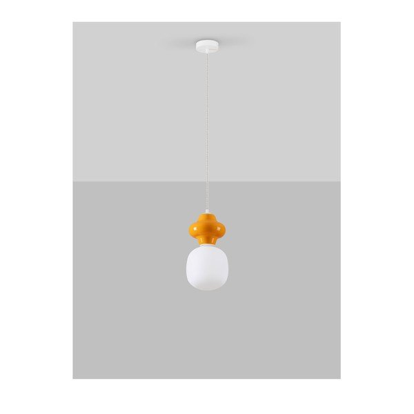 Fehér-narancssárga kerámia függőlámpa üveg búrával ø 18 cm Clio – Nova Luce-image-3