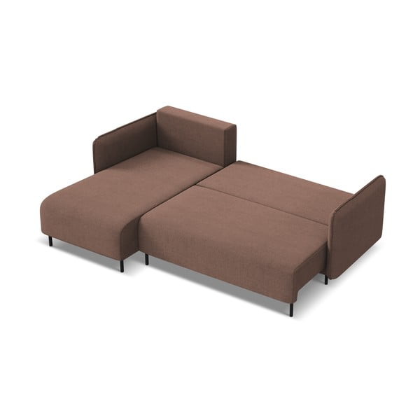 Rózsaszín kinyitható-tárolóhelyes sarokkanapé (bal oldali) Luana – Makamii-image-3