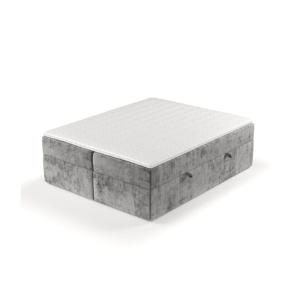 Szürke ágyneműtartós boxspring ágy 200x200 cm Yoko – Maison de Rêve