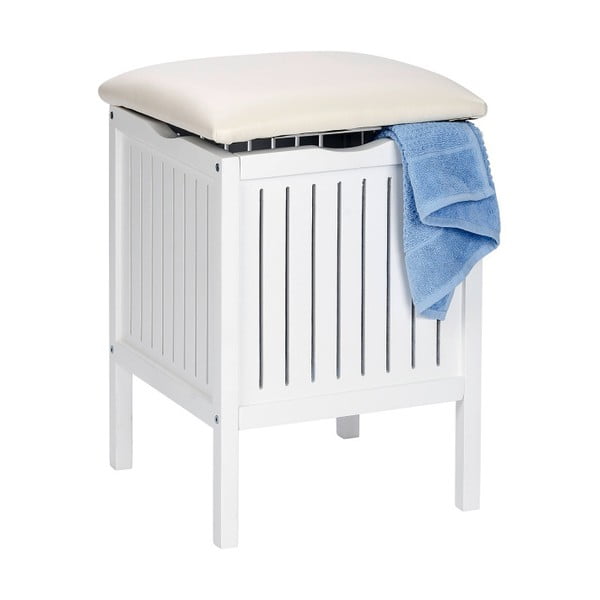Oslo fehér, fürdőszobai ülőke fából, tárolóhellyel - Wenko-image-2