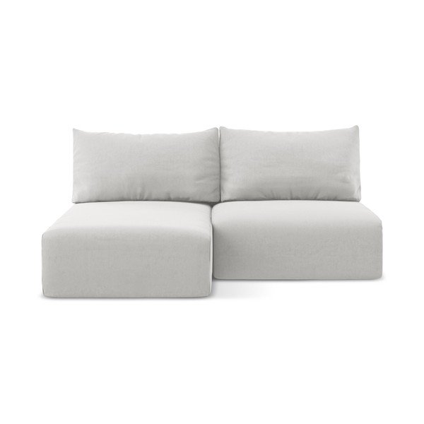 Világosszürke bársony kinyitható-tárolóhelyes sarokkanapé (bal oldali-heverő résszel) Kalena – Makamii