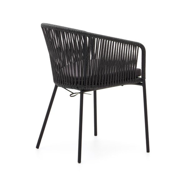 Fekete fém-párnázott kerti szék Yanet – Kave Home-image-4