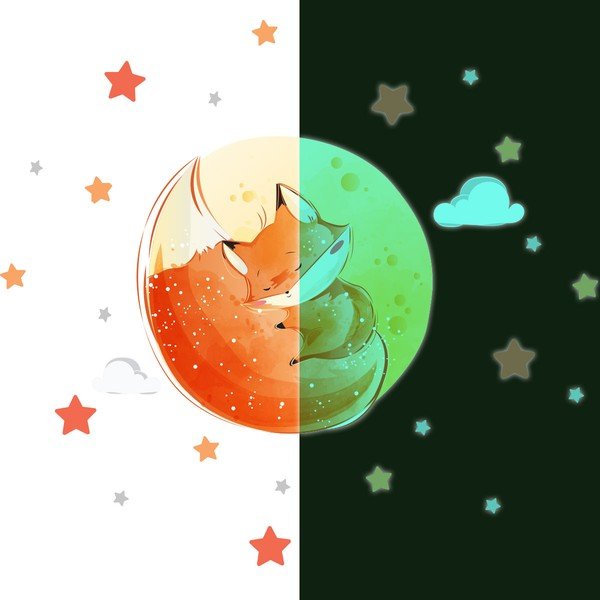 Gyerek falmatrica 30x30 cm Dreamy Fox – Ambiance-image-4