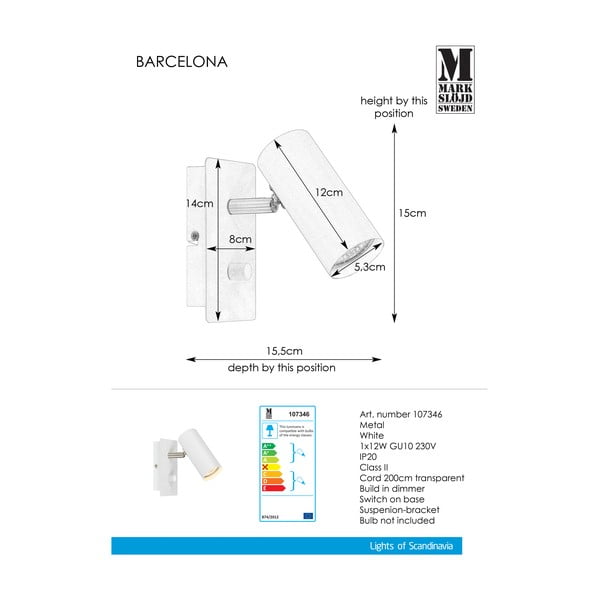 Barcelona fehér fali lámpa - Markslöjd-image-2