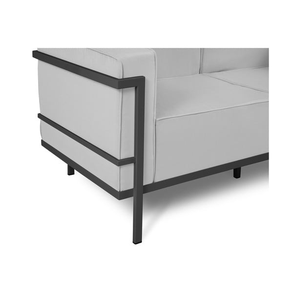 Cannes szürke kétszemélyes kültéri kanapé fekete kerettel - Calme Jardin-image-4