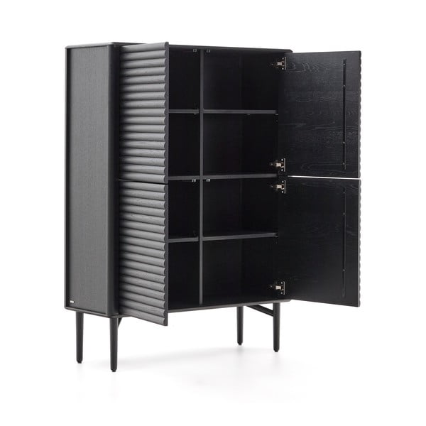 Fekete szekrény tölgyfa dekorral 104,5x144x40 cm Lenon – Kave Home-image-3