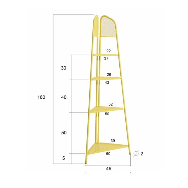 MWH sárga fém erkély sarokpolc, magasság 180 cm - Garden Pleasure-image-1